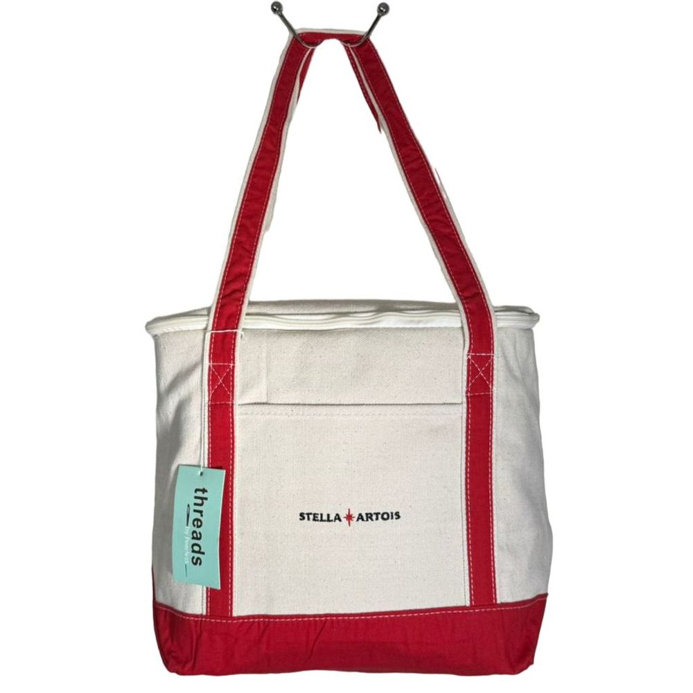 Stella Artois Canvas Tote Cooler Beverage Bag Ice Chest Red Cream‎ Unisex